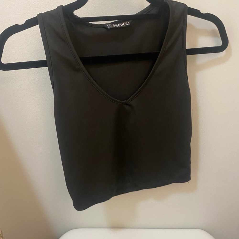 shein black cropped tank top